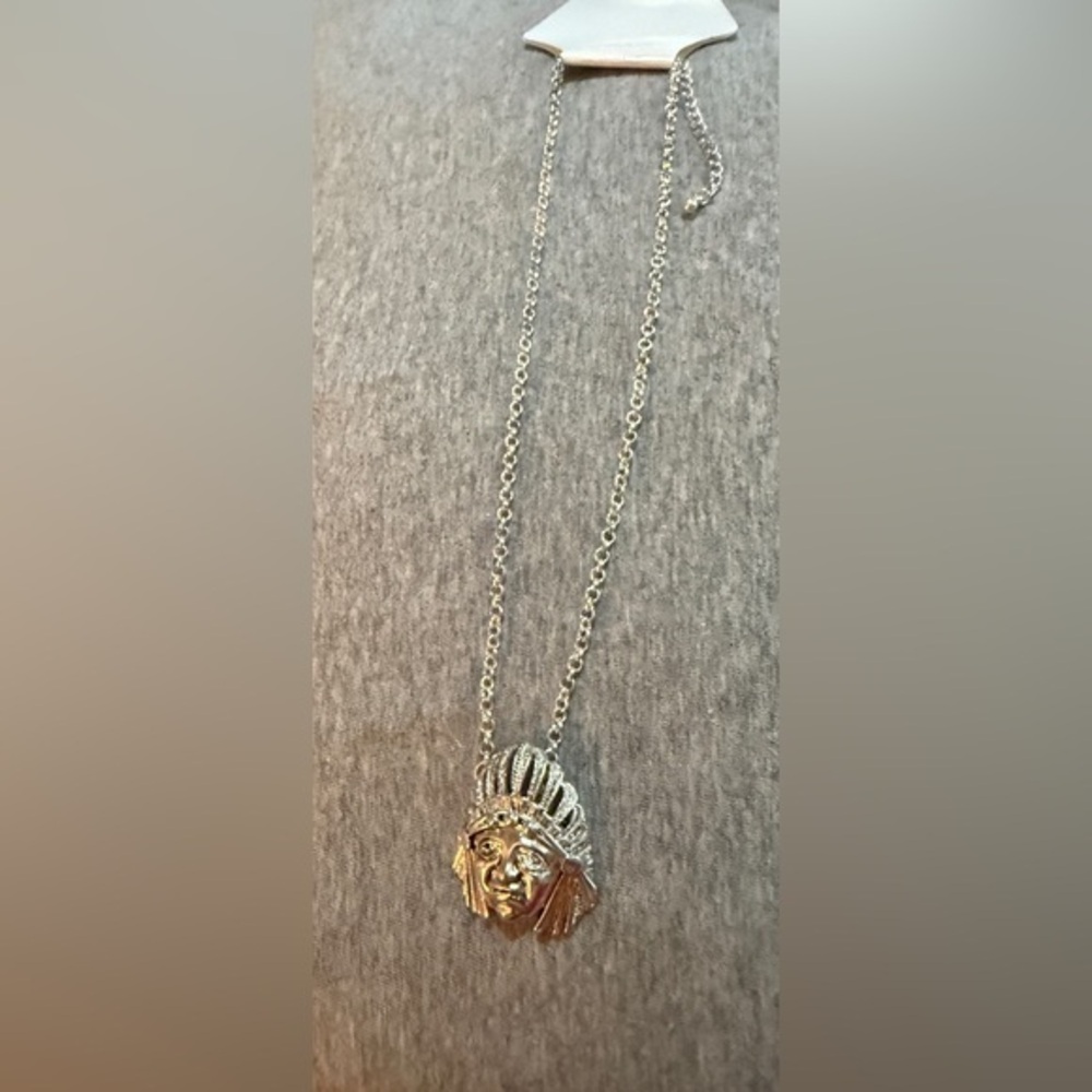 Aztec Silver Tone Pendant Necklace NWT